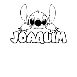 Coloriage prénom JOAQUIM - décor Stitch
