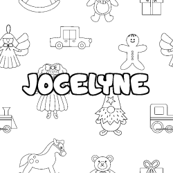 Coloriage prénom JOCELYNE - décor Jouets