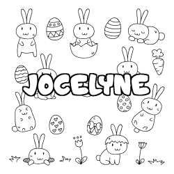 Coloriage pr&eacute;nom JOCELYNE - d&eacute;cor Paques