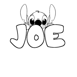 Coloriage prénom JOE - décor Stitch