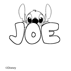 Coloriage pr&eacute;nom JOE - d&eacute;cor Stitch