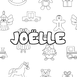 Coloriage pr&eacute;nom JO&Euml;LLE - d&eacute;cor Jouets
