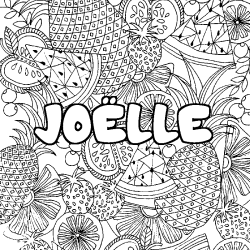 Coloriage pr&eacute;nom JO&Euml;LLE - d&eacute;cor Mandala fruits