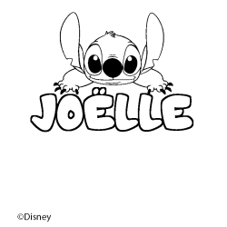 Coloriage pr&eacute;nom JO&Euml;LLE - d&eacute;cor Stitch