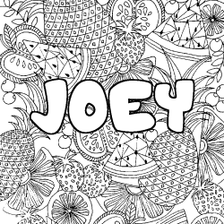 Coloriage prénom JOEY - décor Mandala fruits