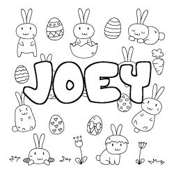 Coloriage prénom JOEY - décor Paques