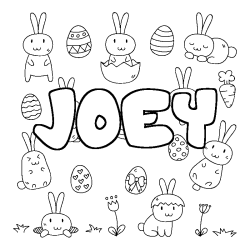 Coloriage pr&eacute;nom JOEY - d&eacute;cor Paques