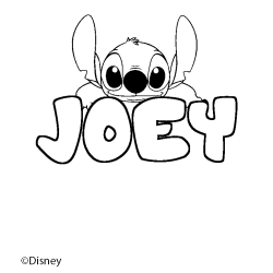 Coloriage pr&eacute;nom JOEY - d&eacute;cor Stitch