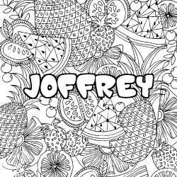 Coloriage prénom JOFFREY - décor Mandala fruits