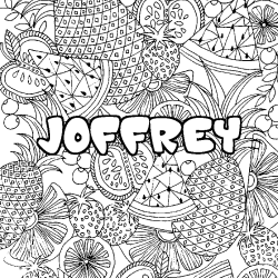 Coloriage pr&eacute;nom JOFFREY - d&eacute;cor Mandala fruits