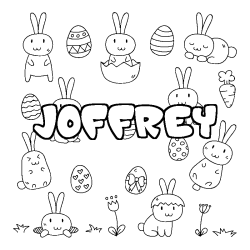 Coloriage pr&eacute;nom JOFFREY - d&eacute;cor Paques