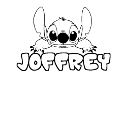 Coloriage prénom JOFFREY - décor Stitch