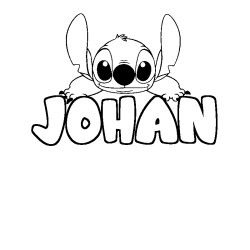 Coloriage prénom JOHAN - décor Stitch