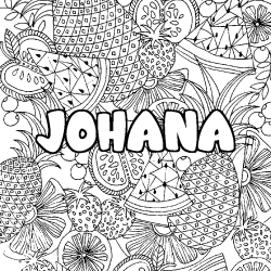 Coloriage prénom JOHANA - décor Mandala fruits