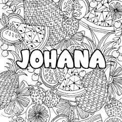Coloriage pr&eacute;nom JOHANA - d&eacute;cor Mandala fruits