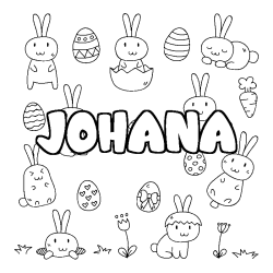 Coloriage pr&eacute;nom JOHANA - d&eacute;cor Paques