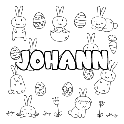 Coloriage pr&eacute;nom JOHANN - d&eacute;cor Paques