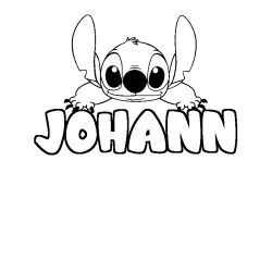 Coloriage prénom JOHANN - décor Stitch