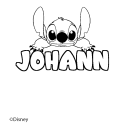 Coloriage pr&eacute;nom JOHANN - d&eacute;cor Stitch