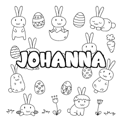 Coloriage pr&eacute;nom JOHANNA - d&eacute;cor Paques