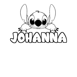 Coloriage prénom JOHANNA - décor Stitch