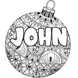 Coloriage pr&eacute;nom JOHN - d&eacute;cor Boule de No&euml;l