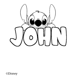 Coloriage pr&eacute;nom JOHN - d&eacute;cor Stitch