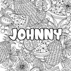 Coloriage pr&eacute;nom JOHNNY - d&eacute;cor Mandala fruits