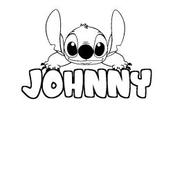 Coloriage prénom JOHNNY - décor Stitch