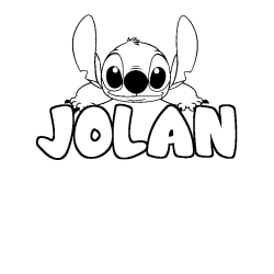 Coloriage prénom JOLAN - décor Stitch