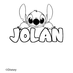 Coloriage pr&eacute;nom JOLAN - d&eacute;cor Stitch