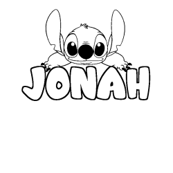 Coloriage prénom JONAH - décor Stitch