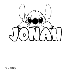 Coloriage pr&eacute;nom JONAH - d&eacute;cor Stitch