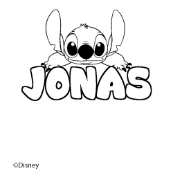 Coloriage pr&eacute;nom JONAS - d&eacute;cor Stitch