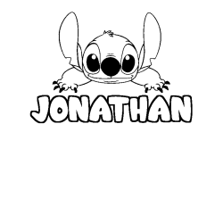 Coloriage prénom JONATHAN - décor Stitch