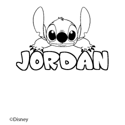 Coloriage pr&eacute;nom JORDAN - d&eacute;cor Stitch