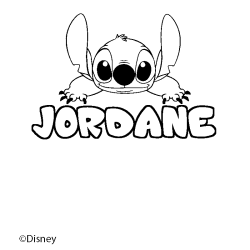 Coloriage pr&eacute;nom JORDANE - d&eacute;cor Stitch