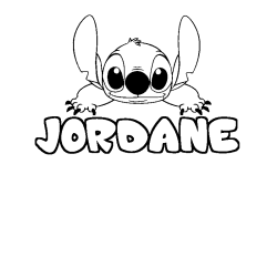 Coloriage prénom JORDANE - décor Stitch
