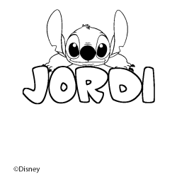 Coloriage pr&eacute;nom JORDI - d&eacute;cor Stitch