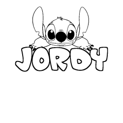 Coloriage prénom JORDY - décor Stitch