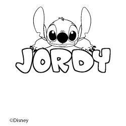 Coloriage pr&eacute;nom JORDY - d&eacute;cor Stitch