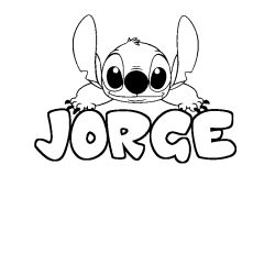 Coloriage prénom JORGE - décor Stitch