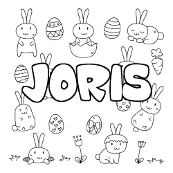 Coloriage pr&eacute;nom JORIS - d&eacute;cor Paques