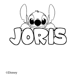 Coloriage pr&eacute;nom JORIS - d&eacute;cor Stitch