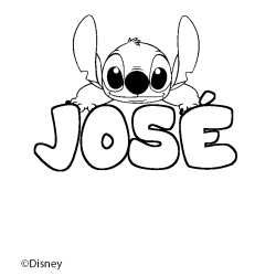 Coloriage pr&eacute;nom JOS&Eacute; - d&eacute;cor Stitch