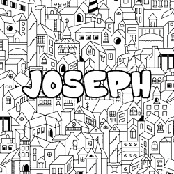 Coloriage prénom JOSEPH - décor Ville