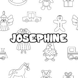 Coloriage pr&eacute;nom JOSEPHINE - d&eacute;cor Jouets