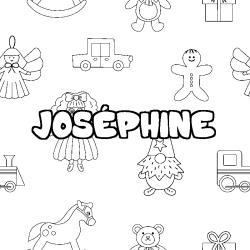 Coloriage pr&eacute;nom JOS&Eacute;PHINE - d&eacute;cor Jouets