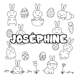 Coloriage pr&eacute;nom JOS&Eacute;PHINE - d&eacute;cor Paques