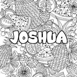 Coloriage prénom JOSHUA - décor Mandala fruits